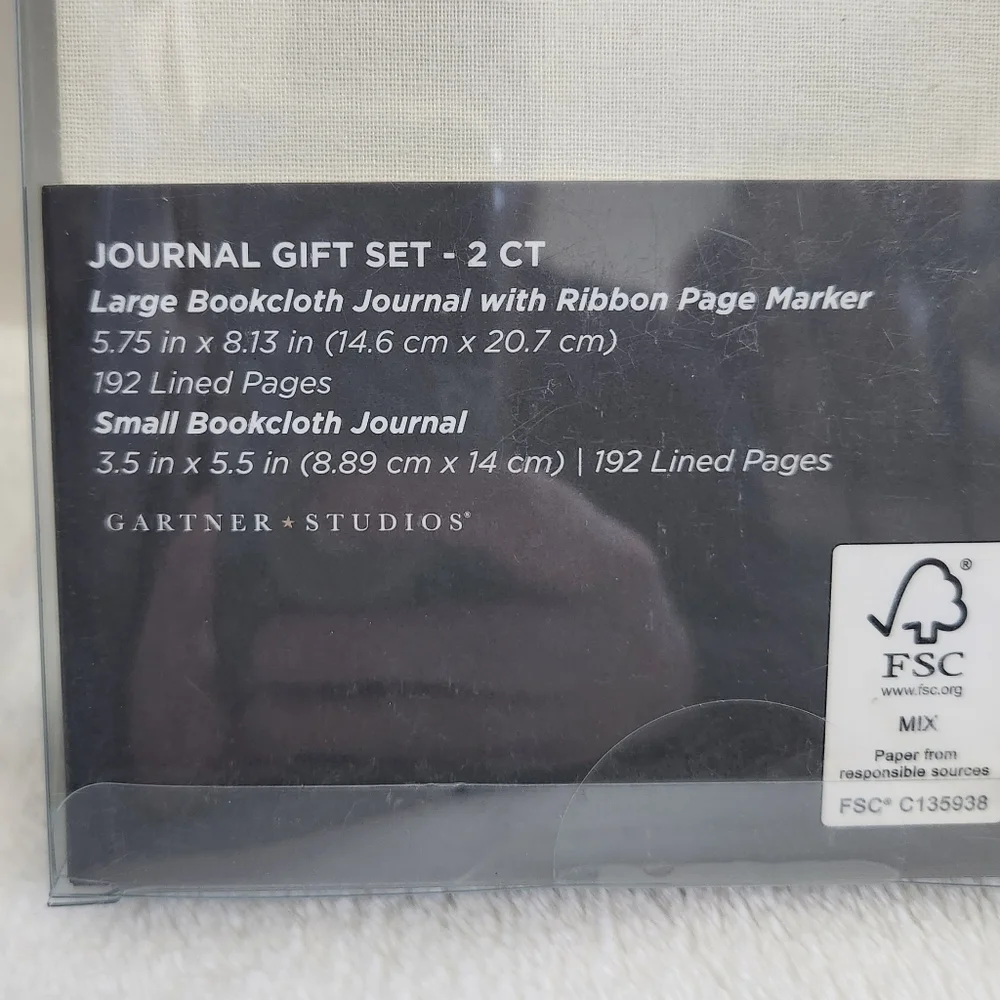 Gartner Studios Cream Gray Gold Bookcloth Journal 2 Piece Gift Set NWT